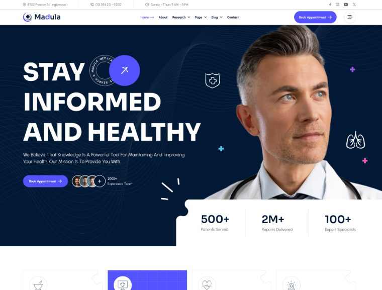 Madula – Tema WordPress para Medicina Madula – Tema WordPress para Medicina - Imagem 1