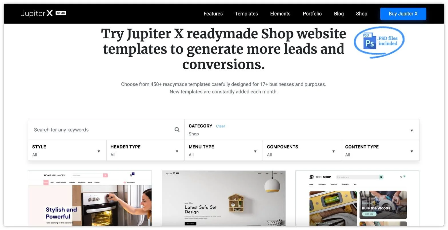 JupiterX – Tema WooCommerce para E-commerce JupiterX – Tema WordPress para Construção e Reformas - Imagem 1