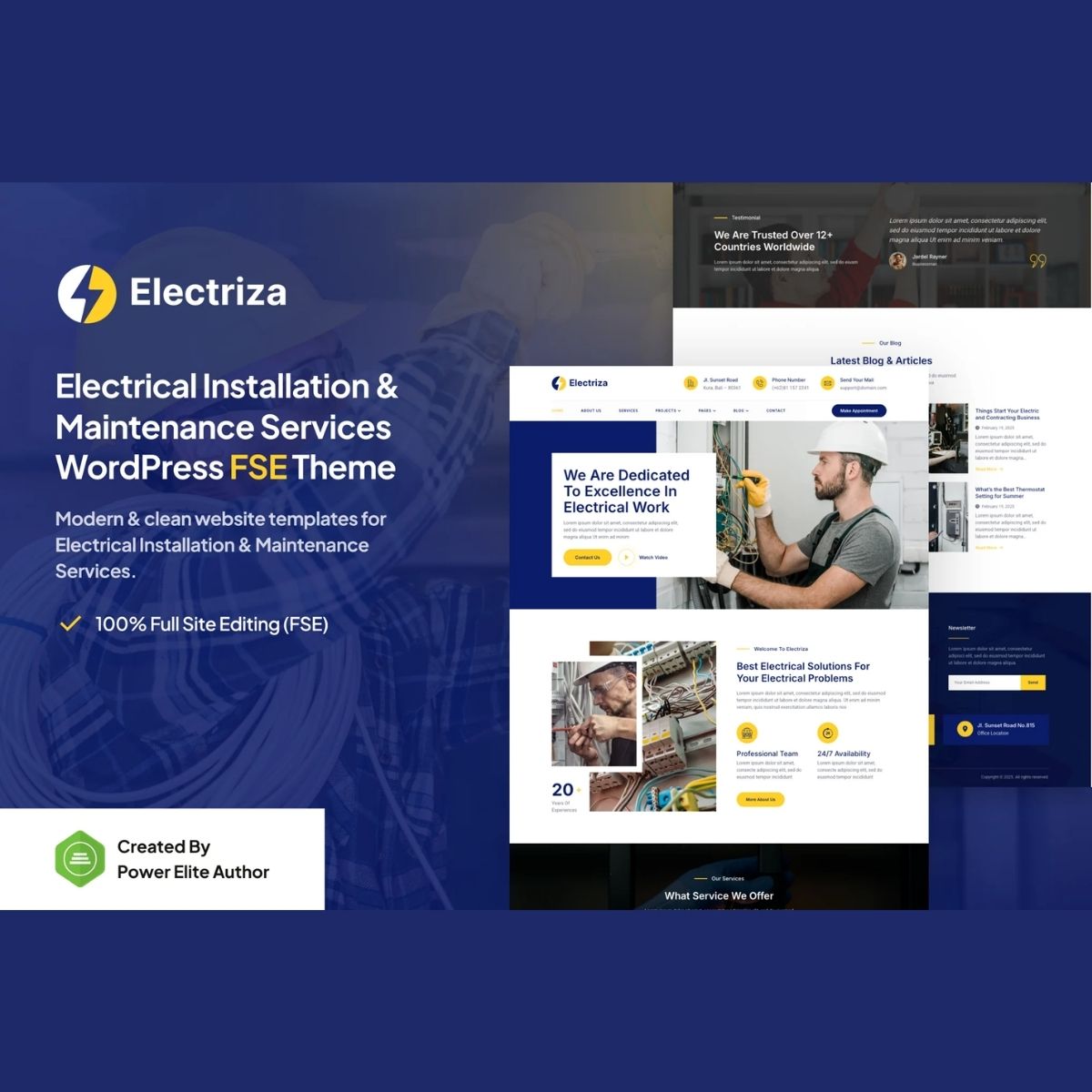 Electriza – Tema WordPress Profissional Electriza – Tema WordPress Profissional - Imagem 1